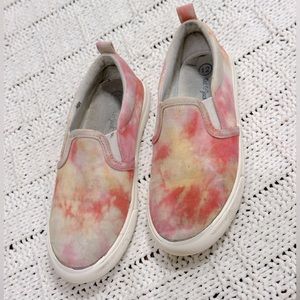 Pink Yellow Tie-dye Kids Slip-on Shoes